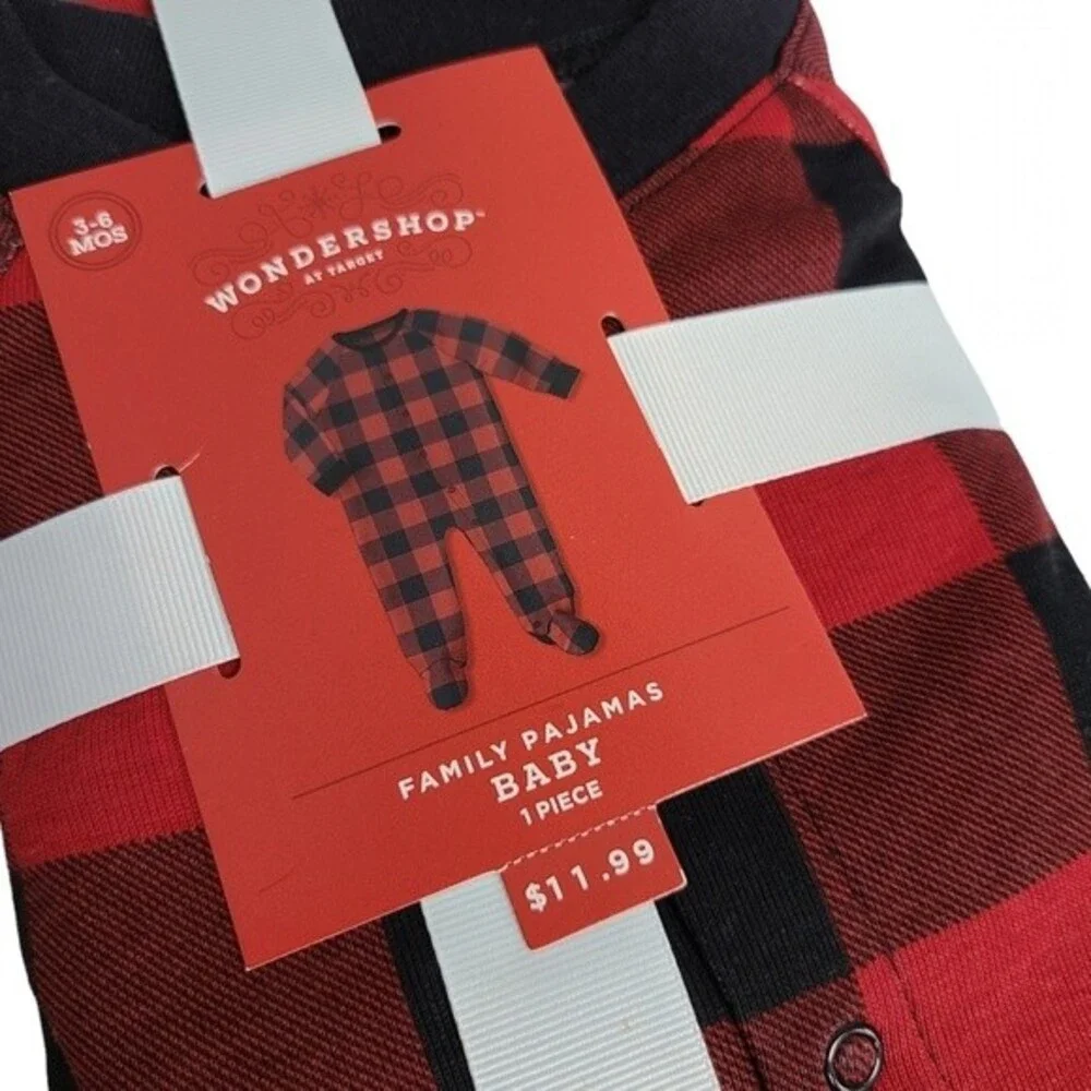 NWT Wondershop Family Baby Plaid One Piece Christmas Pajama 3-6M